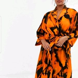 ASOS Curve Black & Orange Wrap Dress